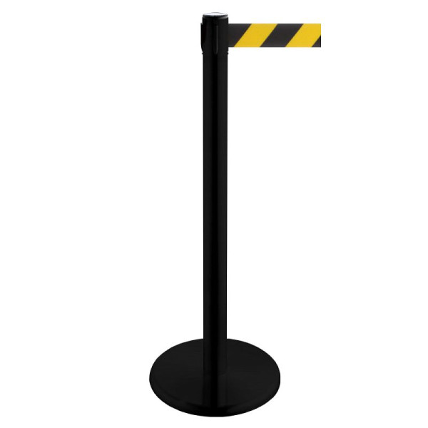 Stein HGS Personenleitsystem -P-LINE Future-, Metall/ schwarz, schwarz/gelb diagonal (schraffiert), mit Gurtendstück (Standard), Gurtlänge: 2,3 m, 12796-1702