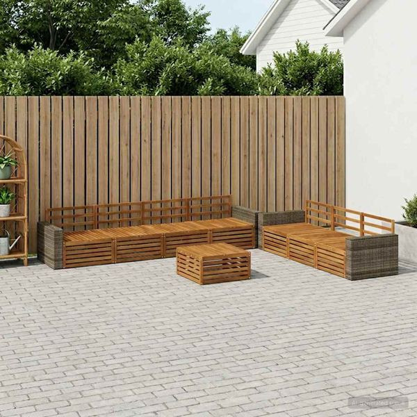 vidaXL Outdoor-Sofagarnitur 8-teilig Natur 79 x 79 x 37 cm, 3383127