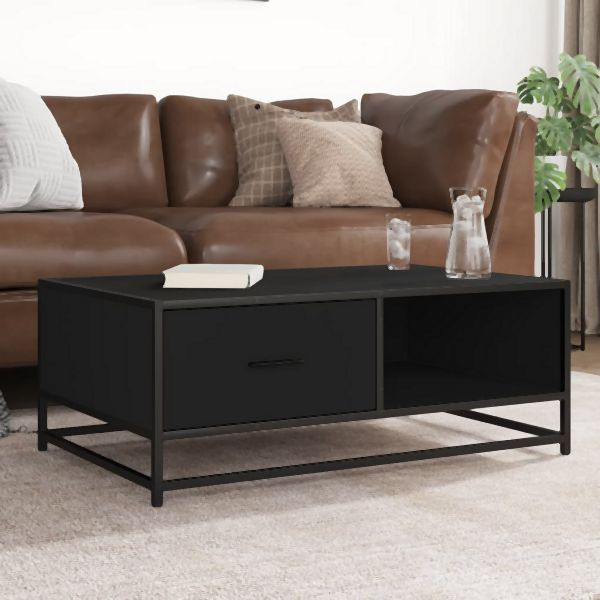 vidaXL Couchtisch Schwarz 90x57x35 cm Holzwerkstoff und Metall, 848754