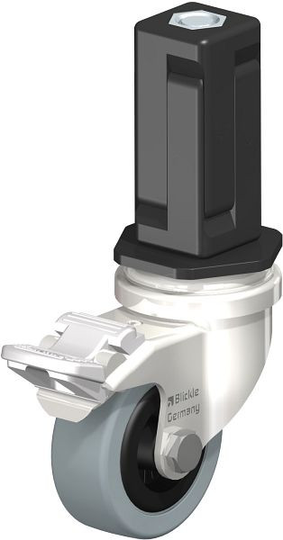 Blickle LRXA-VPA 50G-FI-EXV04 Edelstahl-Apparate-Lenkrolle mit Expander & Feststeller, Vollgummi, Grau, 856414