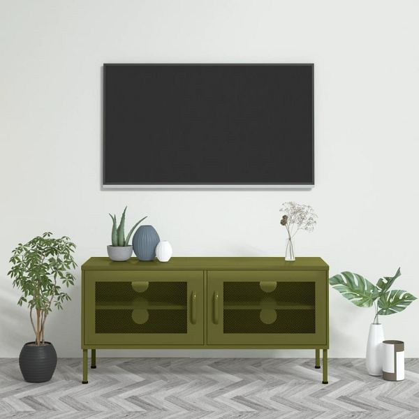 vidaXL TV-Schrank Olivgrün 105x35x50 cm Stahl, 336234, 8720286565469