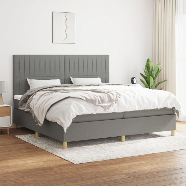 vidaXL Boxspringbett mit Matratze Dunkelgrau 200x200 cm Stoff, 3142522