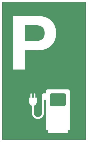 Moedel Parkplatzschild-Ladestation für Elektrofahrzeuge, Symbol, Aluminium, grün, 400x650 mm, 107910