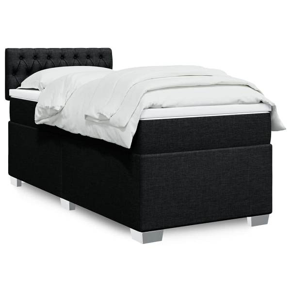vidaXL Boxspringbett mit Matratze Schwarz 90x190 cm Stoff, 3288052