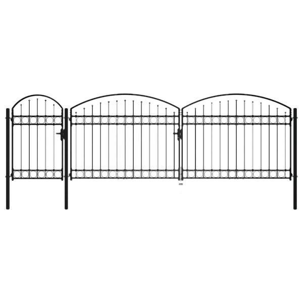 vidaXL Gartentor mit Gewölbter Spitze Stahl 2 x 5 m Schwarz, 144372