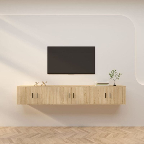 vidaXL TV-Wandschränke, VE: 3 Stück, Sonoma-Eiche 80x34,5x40 cm, 3188361