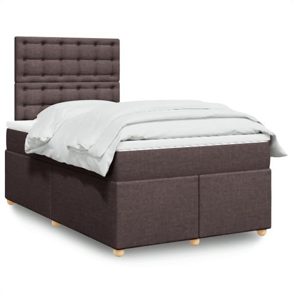 vidaXL Boxspringbett mit Matratze Dunkelbraun 120x200 cm Stoff, 3293564