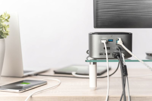 DIGITUS 11 Port USB-C Docking Station mit SSD Enclosure, 2x HDMI, DP, 4x USB-A, 2x USB-C, RJ45, AC, M.2 SSD, DA-70889