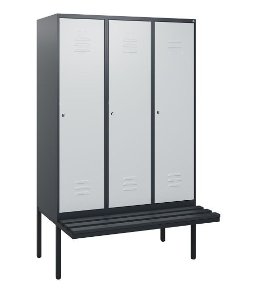 C+P Umkleidespind Classic PLUS, 3 Abteile, 1950x1200x815mm, 7016/7035, Zylinderschlösser, 0800405-32 S10058