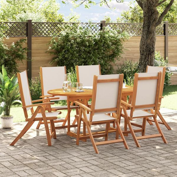 vidaXL 7-tlg. Garten-Essgruppe Massivholz Akazie und Textilene, 3279295