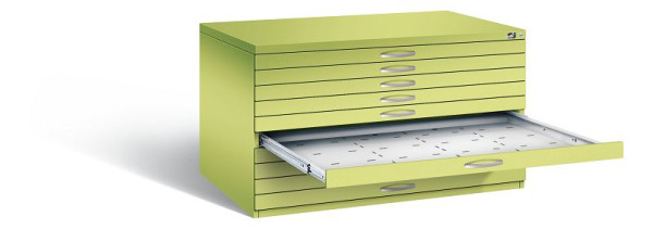 C+P Flachablageschrank Serie 7100_7200, H760xB1350xT960mm, Farbe: Viridingrün / Viridingrün, Bügelgriff, 7201-000 S10397
