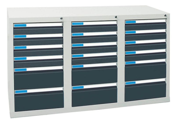 stumpf Schubladenschrank Serie ESTA, RAL 7035/7016, 18 Schubladen (12x100, 6x200 mm), 7603571