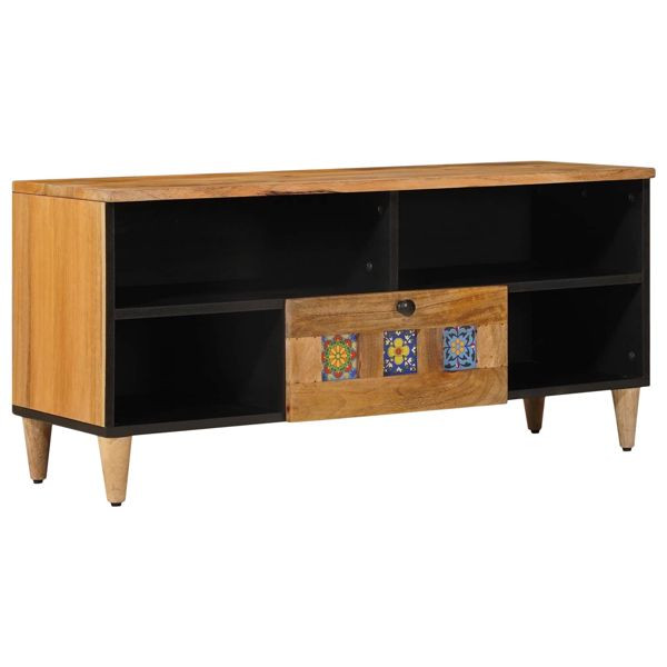 vidaXL TV-Schrank mit Regal Natur 100 x 33,5 x 46 cm Massivholz Mango, 4018276