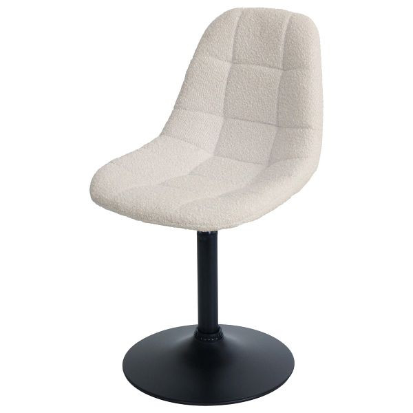Mendler Esszimmerstuhl HWC-A60, Küchenstuhl Stuhl Drehstuhl, Stahl FSC® Stoff/Textil Bouclé (450g/m²), beige, 108899