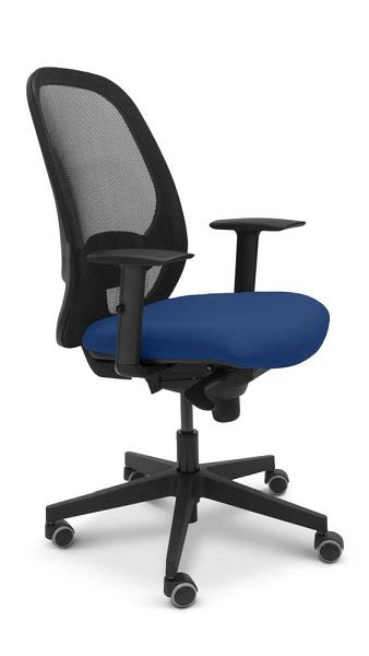 Deskin Bürostuhl DELTA 1040 NET, Fußkreuz Polyamid schwarz, Bezug Stoff BN, Farbe blau, 361523