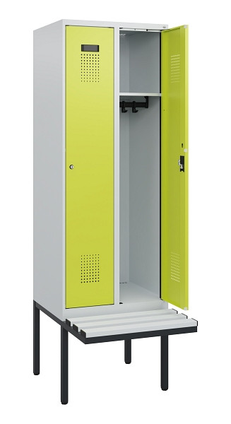 C+P Spind Evolo PLUS, 2 Abteile, 1950x600x815mm, 7035/0024, Zylinderschloss, Material Sitzfläche Kunststoff, 0490405-20 S10096