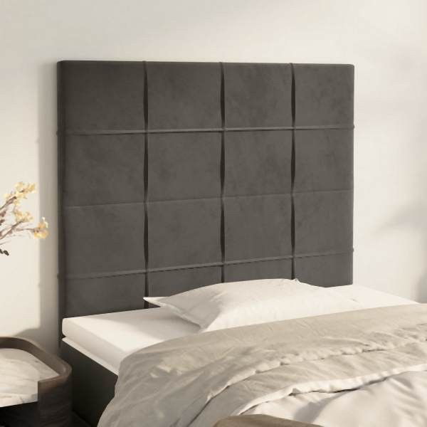 vidaXL Kopfteile 2 Stück Dunkelgrau 100x5x78/88 cm Samt, 3116375