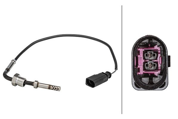 HELLA Sensor, Abgastemperatur, 2-polig, geschraubt, Kabel: 290mm, 6PT 358 181-161