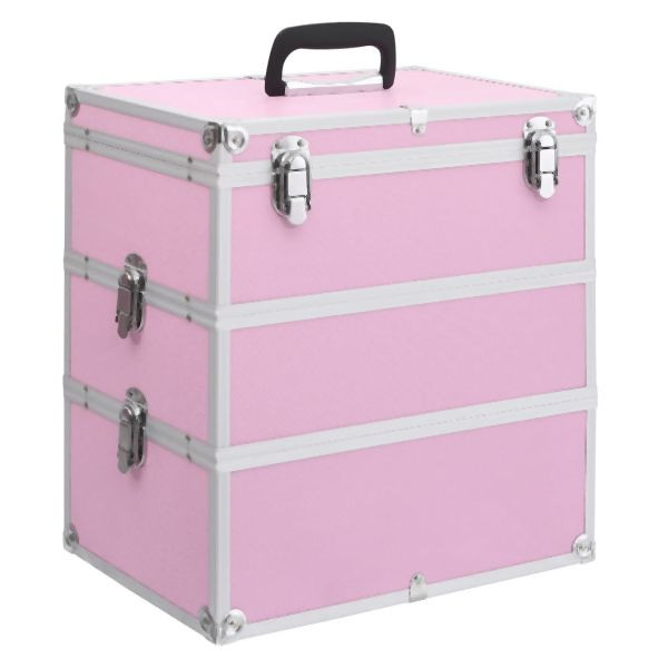 vidaXL Kosmetikkoffer 37x24x40 cm Rosa Aluminium, 91841