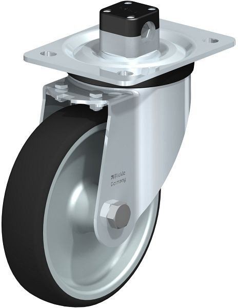 Blickle L-PATH 160G-CS11 Stahlblech-Lenkrolle, mittelschwere Ausführung, mit Anschraubplatte & Zentralfeststeller, Thermoplastisches Polyurethan, 852205