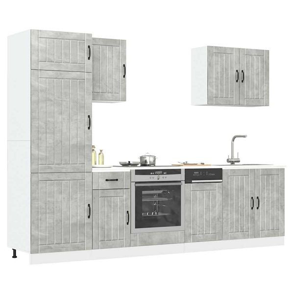 vidaXL 7-tlg. Küchenschrank-Set Kalmar Betongrau Holzwerkstoff, 3314775