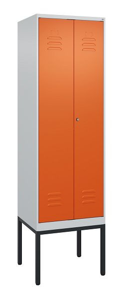 C+P Umkleidespind Classic PLUS SW, Gestell, 2 Abteile, 2120x600x500mm, 7035/2004, Zylinderschloss, 0800327-20 S10046