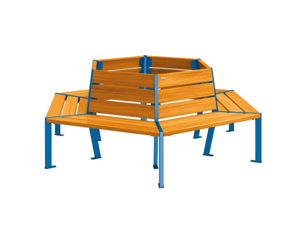Procity Baum-Rundbank Silaos, Stahl Und Holz, Innendurchmesser 1000 mm, helle Eiche/RAL 5010, 209648.5010.CHEC