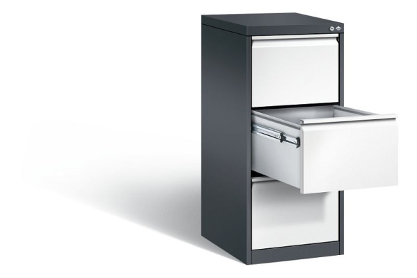 C+P Hängeregistraturschrank Acurado, H1045xB433xT590mm, Farbe: Schwarzgrau / Verkehrsweiß, Griffleiste, 12423-311 S10086