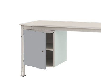 Manuflex Gehäuse-Unterbau UNIVERSAL Stationär, Nutzhöhe 500 mm mit 1 Tür links angeschlagen, für Tischtiefe 1200 mm, Alusilber, ZB4967.9006