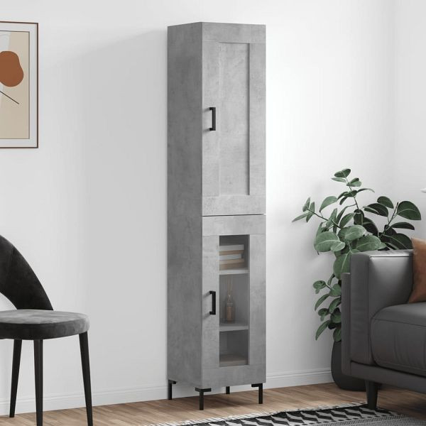 vidaXL Highboard Betongrau 34,5x34x180 cm Holzwerkstoff, 3200389