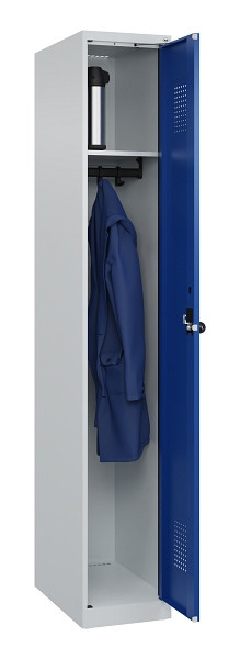 C+P Spind Evolo PLUS, 1 Abteil, 1850x300x500mm, 7035/5010, Verschluss Drehriegel, Ablageböden 1, 049000-10 S10006