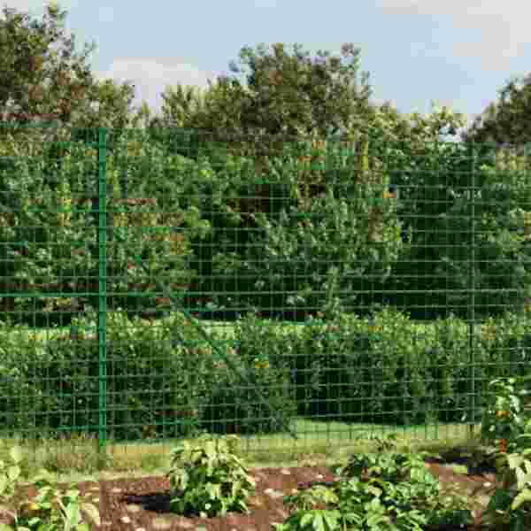 vidaXL Maschendrahtzaun mit Bodenhülsen Grün 1,6x25 m, 154124