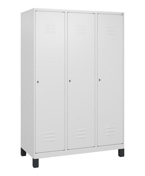 C+P Umkleidespind Classic PLUS, Füße, 3 Abteile, 1800x1200x500mm, 9016/9016, Zylinderschlösser, 0800107-32 S10029
