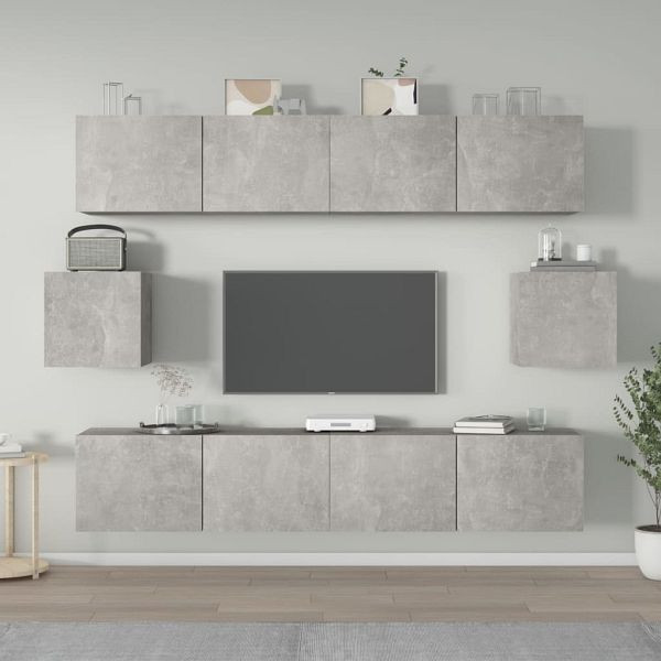 vidaXL 6-teilig TV-Schrank-Set Betongrau Holzwerkstoff, 3114361