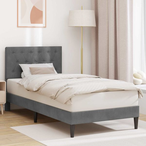 vidaXL Bettrahmen mit Kopfteil Dunkelgrau 80 x 200 cm Samt, 42027626