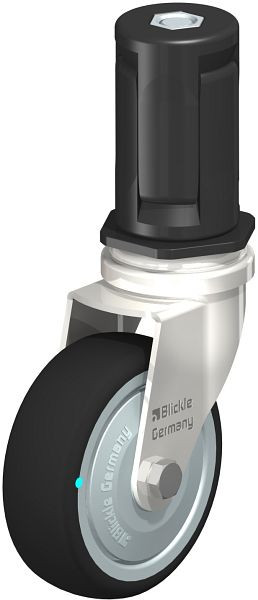 Blickle LRXA-PATH 75KD-FK-EXR05 Edelstahl-Apparate-Lenkrolle mit Expander, Thermoplastisches Polyurethan, Grau, 853380