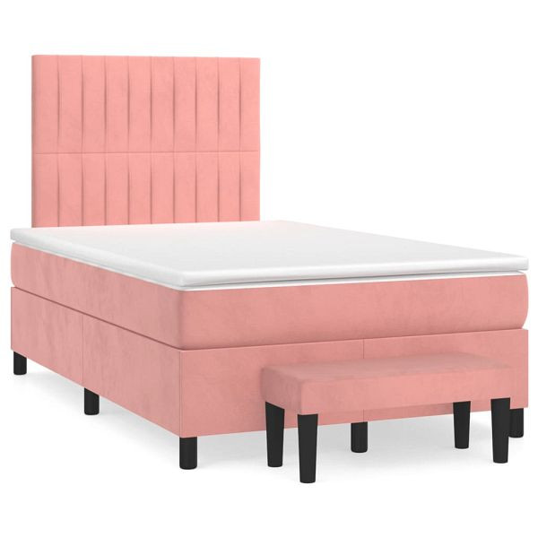 vidaXL Boxspringbett mit Matratze Rosa 120x190 cm Samt, 3270486