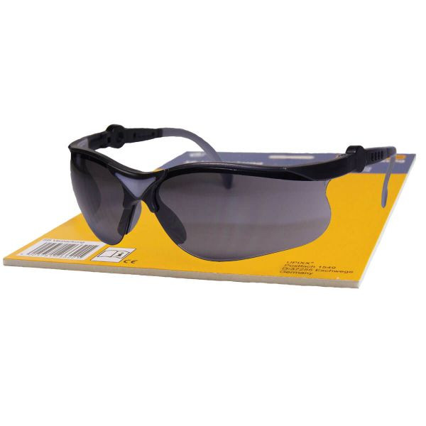 L+D IONIC Schutzbrillen, graue PC Sichtscheiben, schwarz/ silberner Rahmen, EN 166F, EN 172, UV400, in SB-Verpackung, VE: 10 Stück, 26661SB
