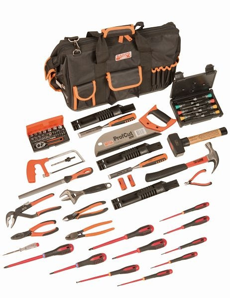 Bahco Verschließbare Werkzeugtasche mit 61 Werkzeugen, 4750FB2-19TS001