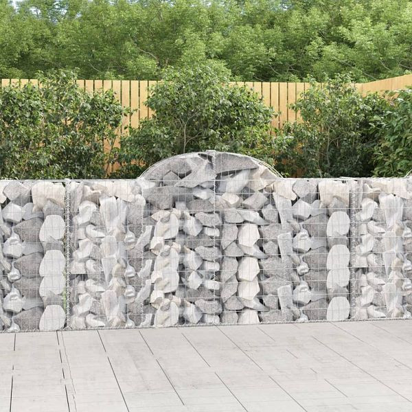 vidaXL Gabionen mit Hochbogen 25 Stück 200x30x100/120cm Verzinktes Eisen, 3146126