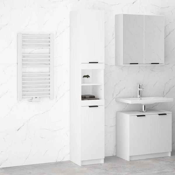 vidaXL Badschrank Weiß 32x34x188,5 cm Holzwerkstoff, 811322