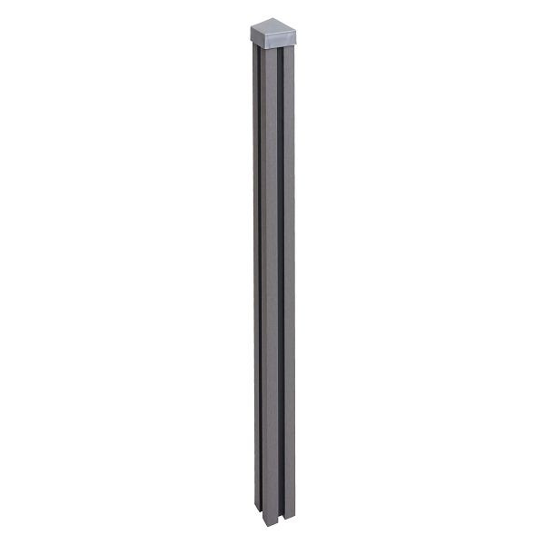 Mendler WPC-Pfosten Sarthe-WPC-Zaun, Pfeiler Pfahl, Stecksystem, 240cm, grau, 76246