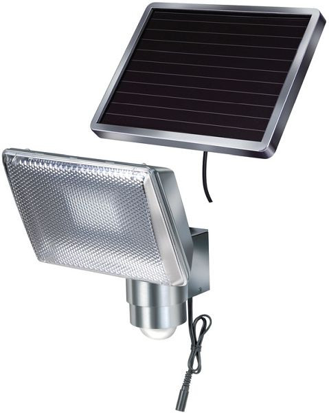 Brennenstuhl LED-Strahler SOL / LED-Leuchte für außen mit Bewegungsmelder und Solar-Panel (IP44, inkl. Akku, 8 x 0,5W) aluminium, 1170840