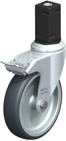 Blickle LKRA-TPA 126G-11-FI-EV17 Apparate-Lenkrolle mit Expander & Feststeller, Thermoplastisches Gummi-Elastomer, Grau, 847892