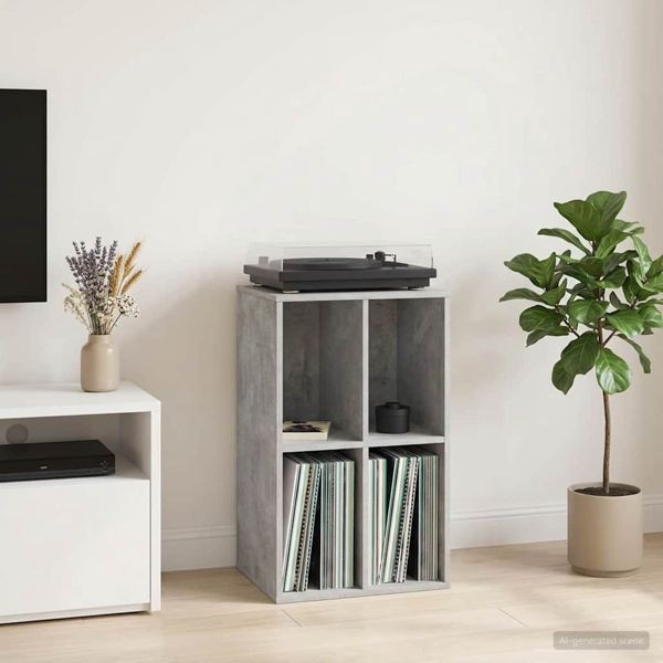vidaXL Schallplattenschrank Betongrau 44,5 x 36,5 x 74,5 cm, 8012869