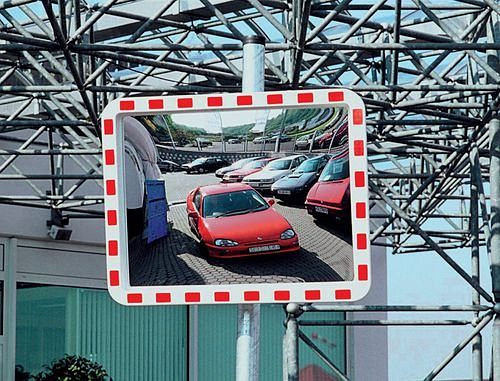DENIOS Verkehrsspiegel VS 1, aus Acrylglas, 400 x 600 mm, 129681