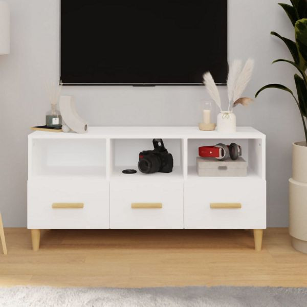 vidaXL TV-Schrank Hochglanz-Weiß 102x36x50 cm Holzwerkstoff, 812606