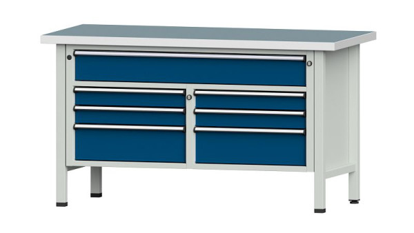 ANKE Werkbänke Kastenwerkbank, Modell 258 V, 1500 x 700 x 840 mm, RAL 7035/5010, UBP 40 mm, 304.136