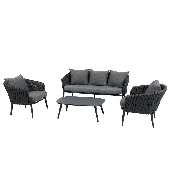 BEST Torino Lounge-Set, Anthrazit, Aluminium + Polyester, 512632, 6096735436478
