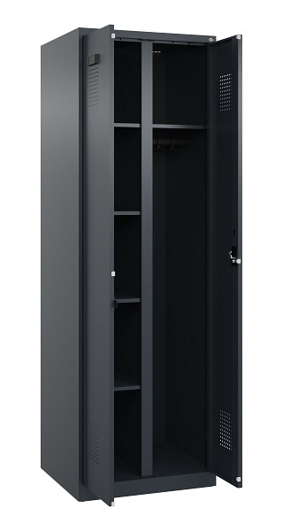 C+P Wäsche-/Garderobenspind Evolo PLUS, 2 Abteile, 1850x600x500mm, 7016/7016, Zylinderschloss, 049600-20 S10043
